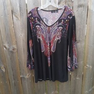 PAISLEY PATTERNED PESANT SLEEVED BLOUSE LARGE